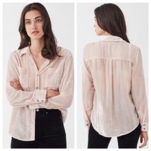 Splendid Taupe Moonstone Crushed Velvet Button Down Medium